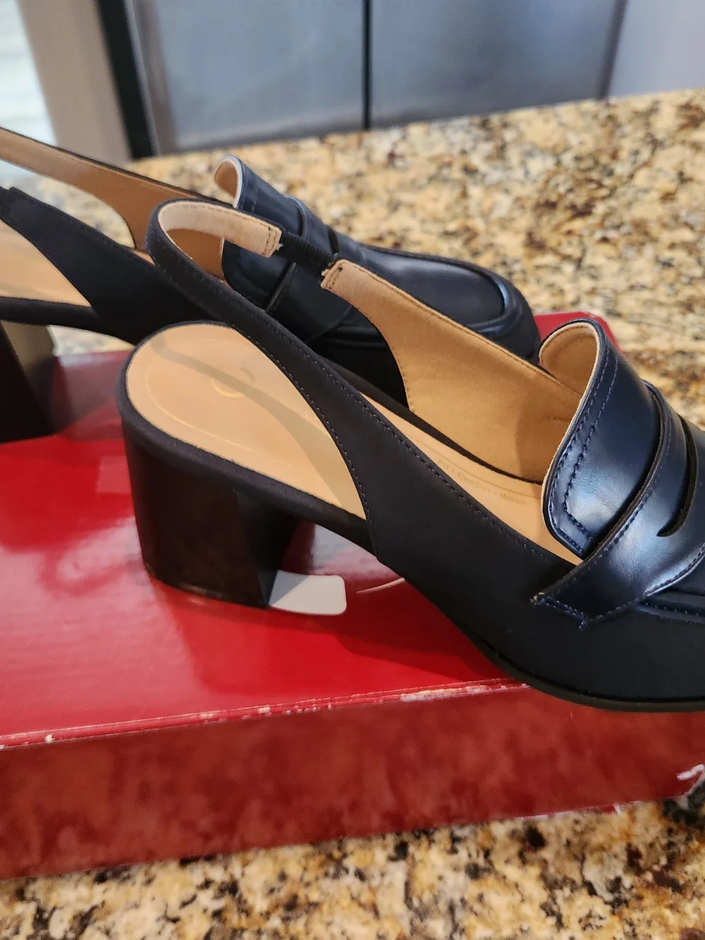 Journee Collection Henrika Navy Slingback Loafer Pumps
